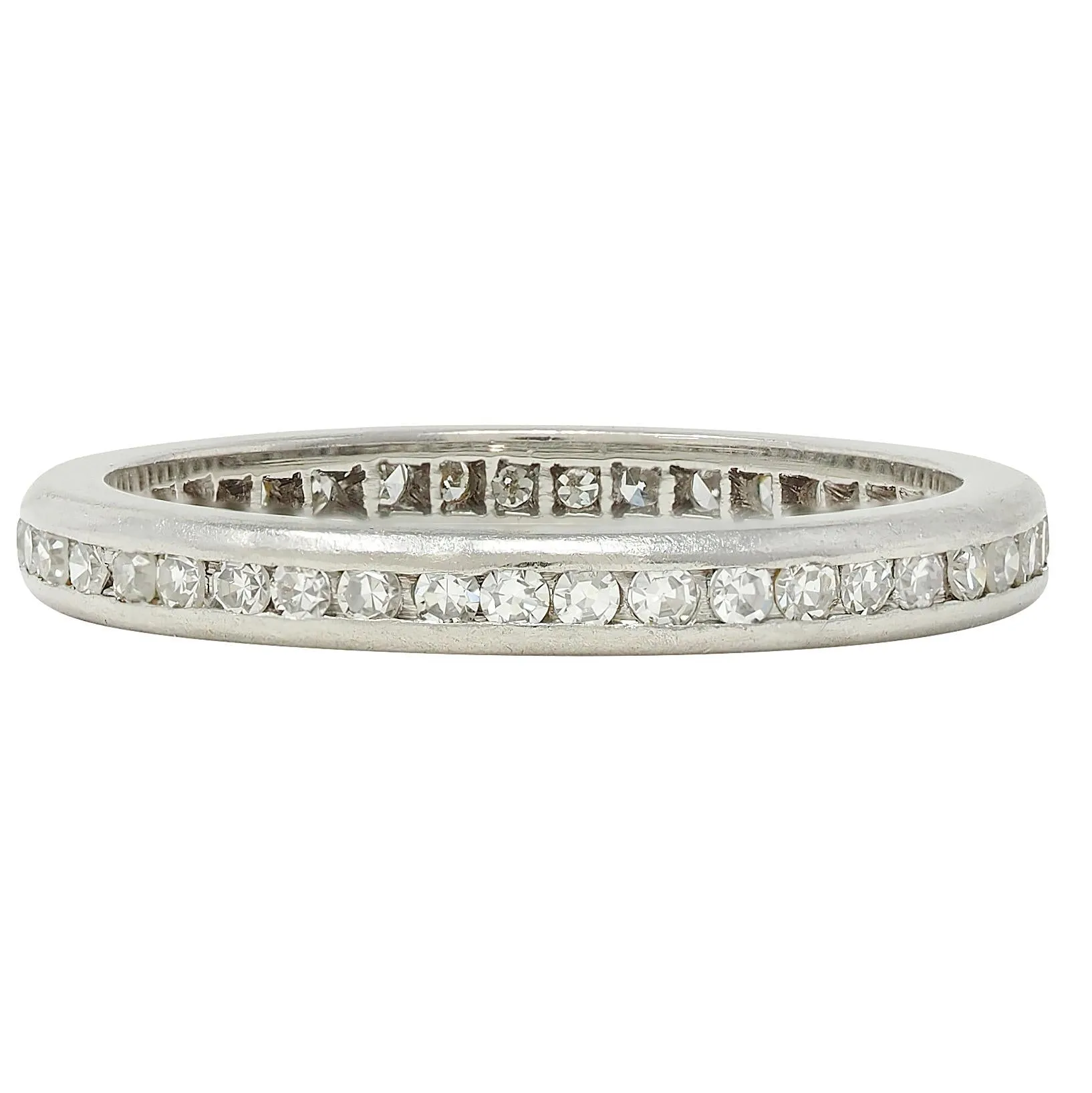 J.E. Caldwell Art Deco Diamond Platinum Vintage Eternity Wedding Band Ring