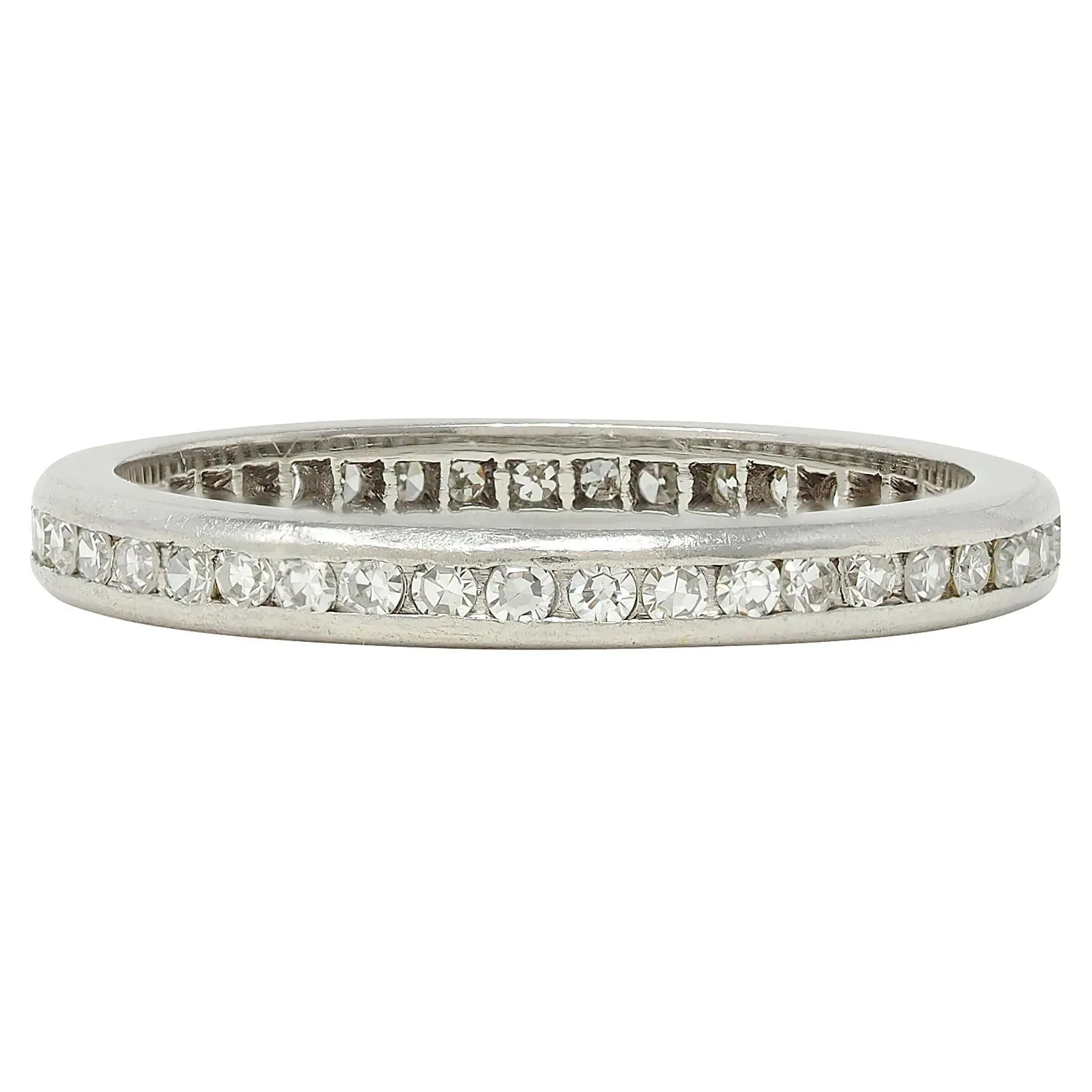 J.E. Caldwell Art Deco Diamond Platinum Vintage Eternity Wedding Band Ring