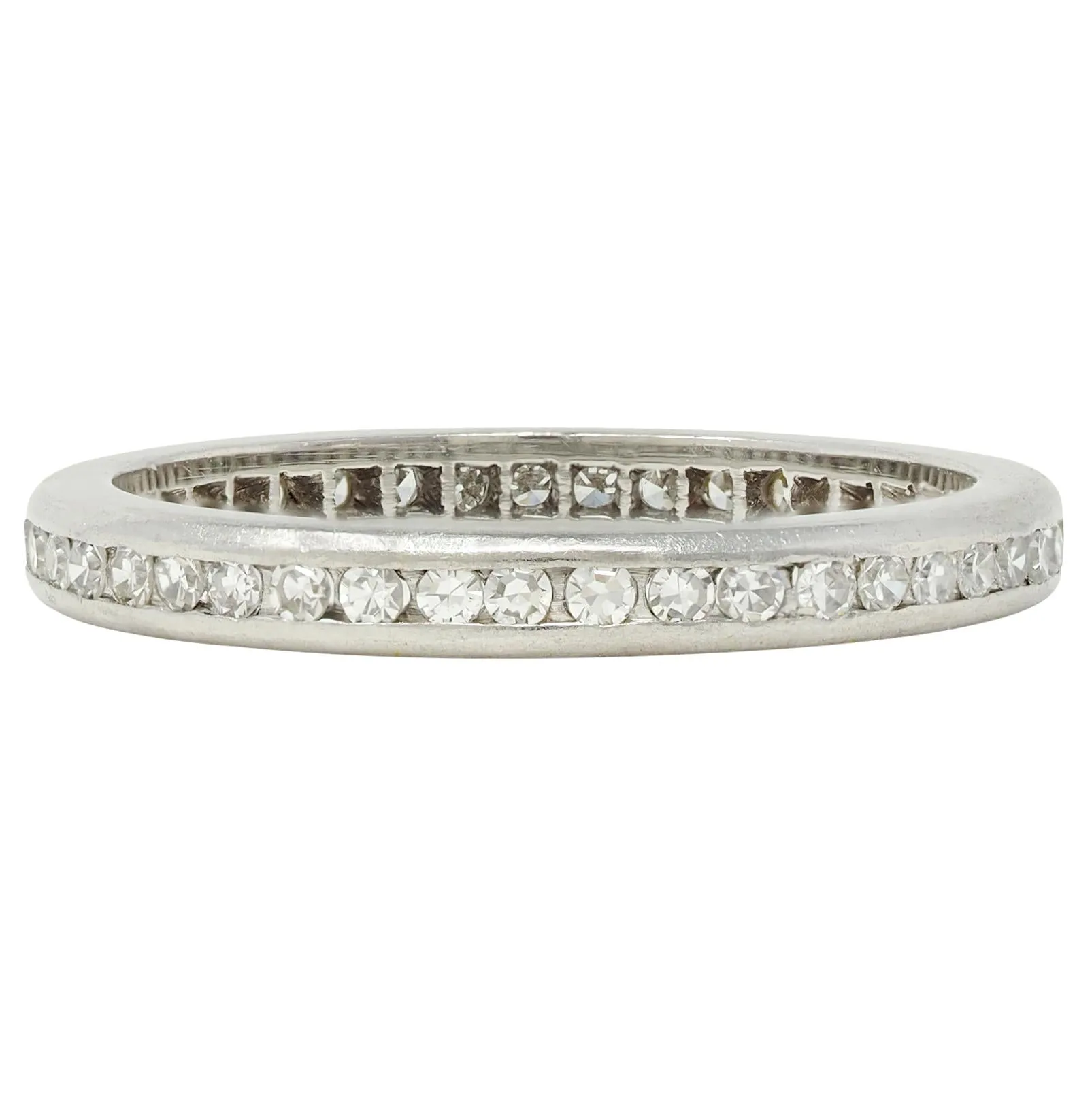 J.E. Caldwell Art Deco Diamond Platinum Vintage Eternity Wedding Band Ring