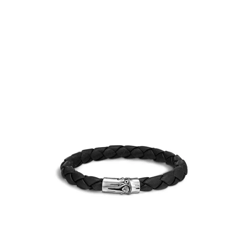 John Hardy Silver Leather Bamboo Bracelet