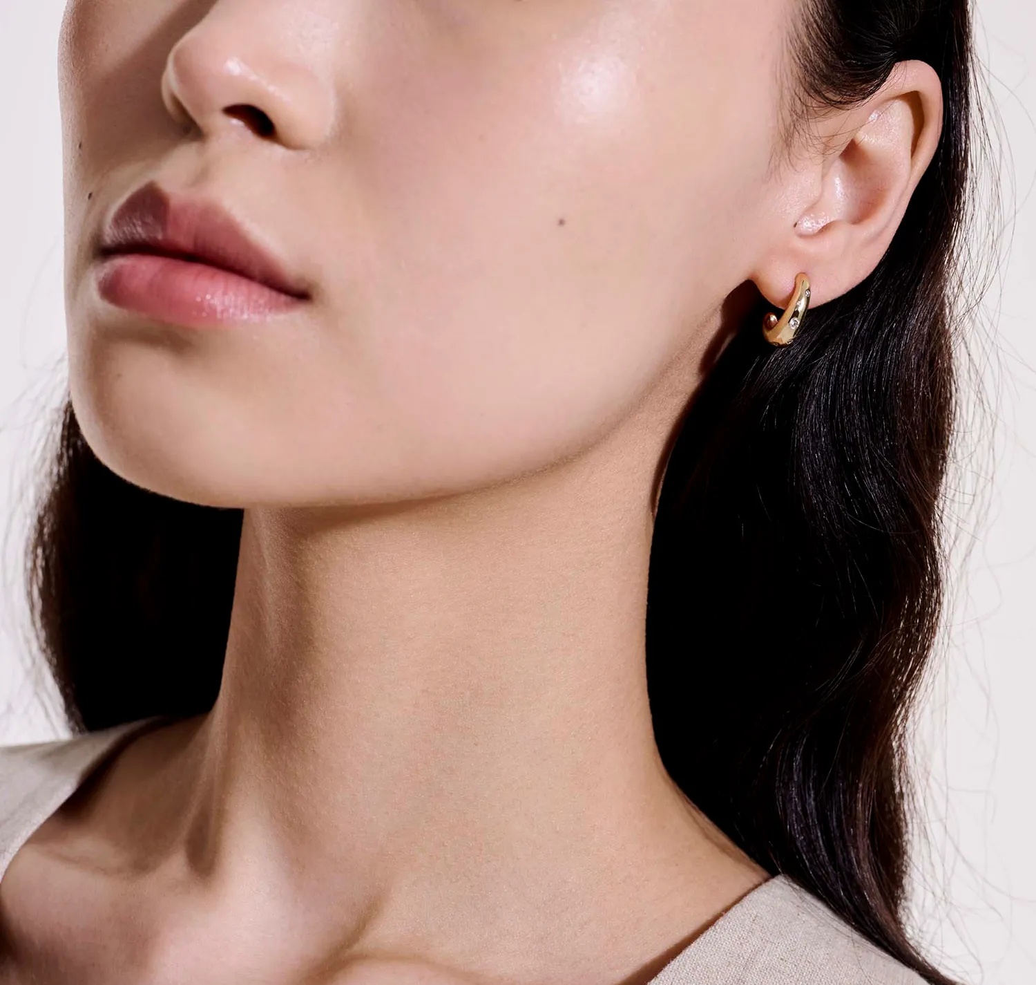 John Hardy Surf Gold Scattered Diamond Small J Hoop Earrings