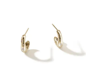 John Hardy Surf Gold Scattered Diamond Small J Hoop Earrings