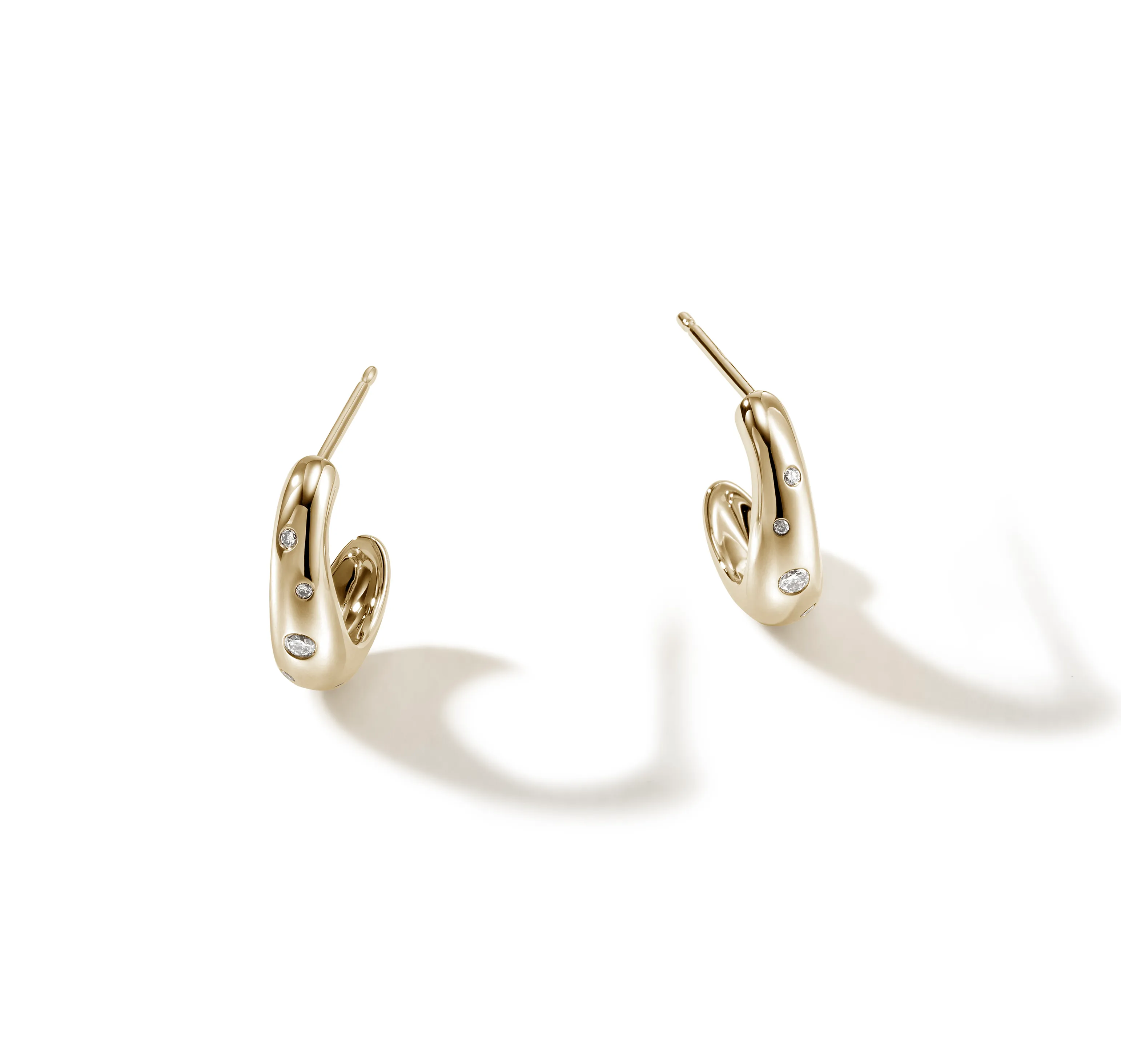 John Hardy Surf Gold Scattered Diamond Small J Hoop Earrings