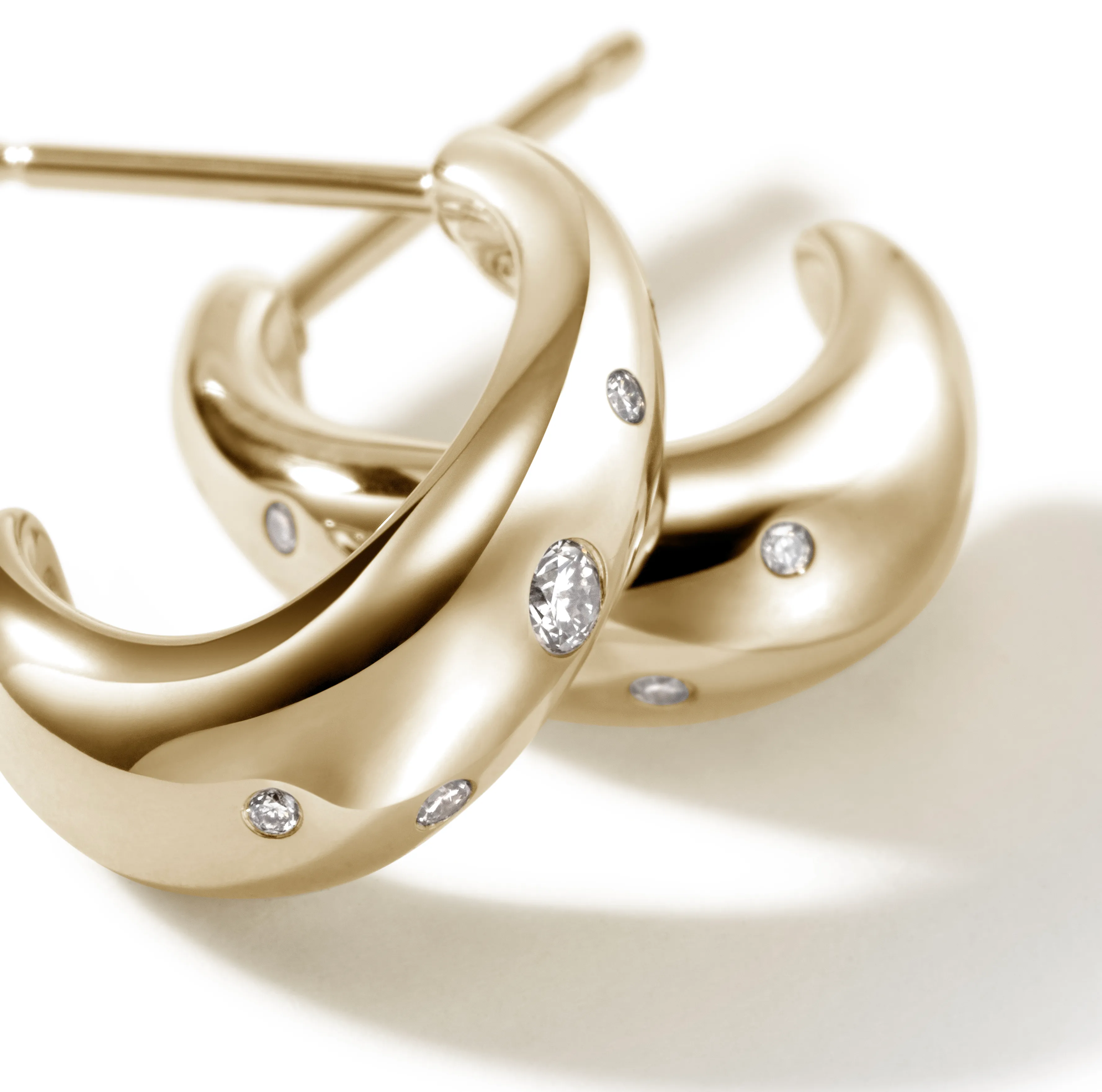 John Hardy Surf Gold Scattered Diamond Small J Hoop Earrings