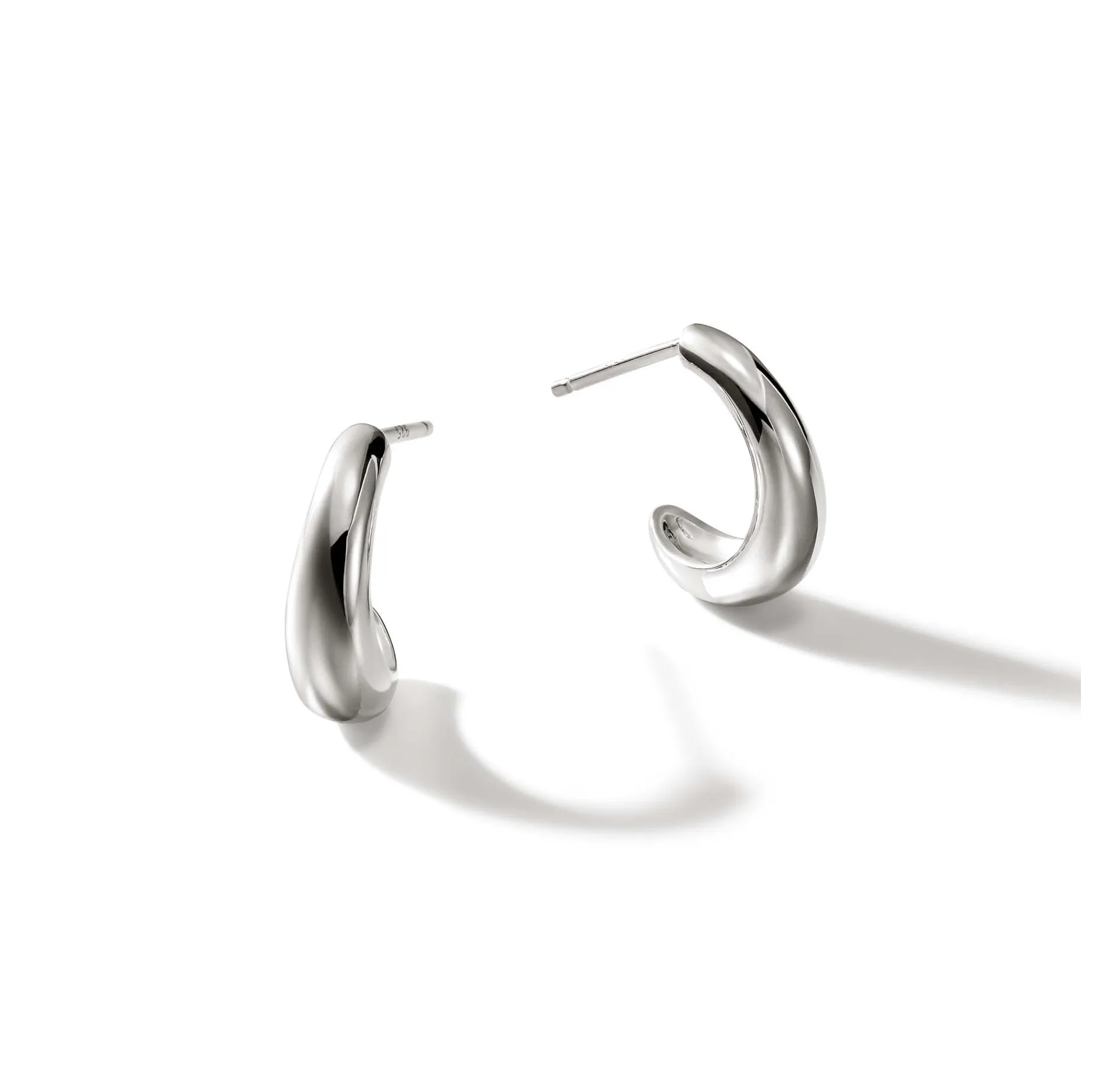 John Hardy Surf Silver Small J Hoop Earrings, 15.5mm