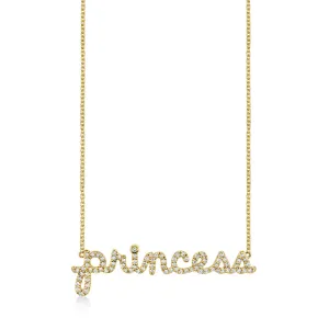 Kids Collection Gold & Diamond Princess Script Necklace