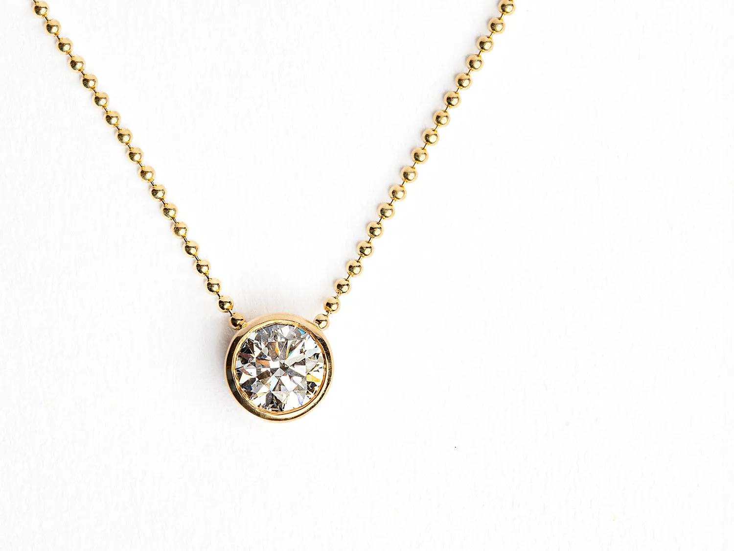 Lab Grown Large Gold Bezel Necklace