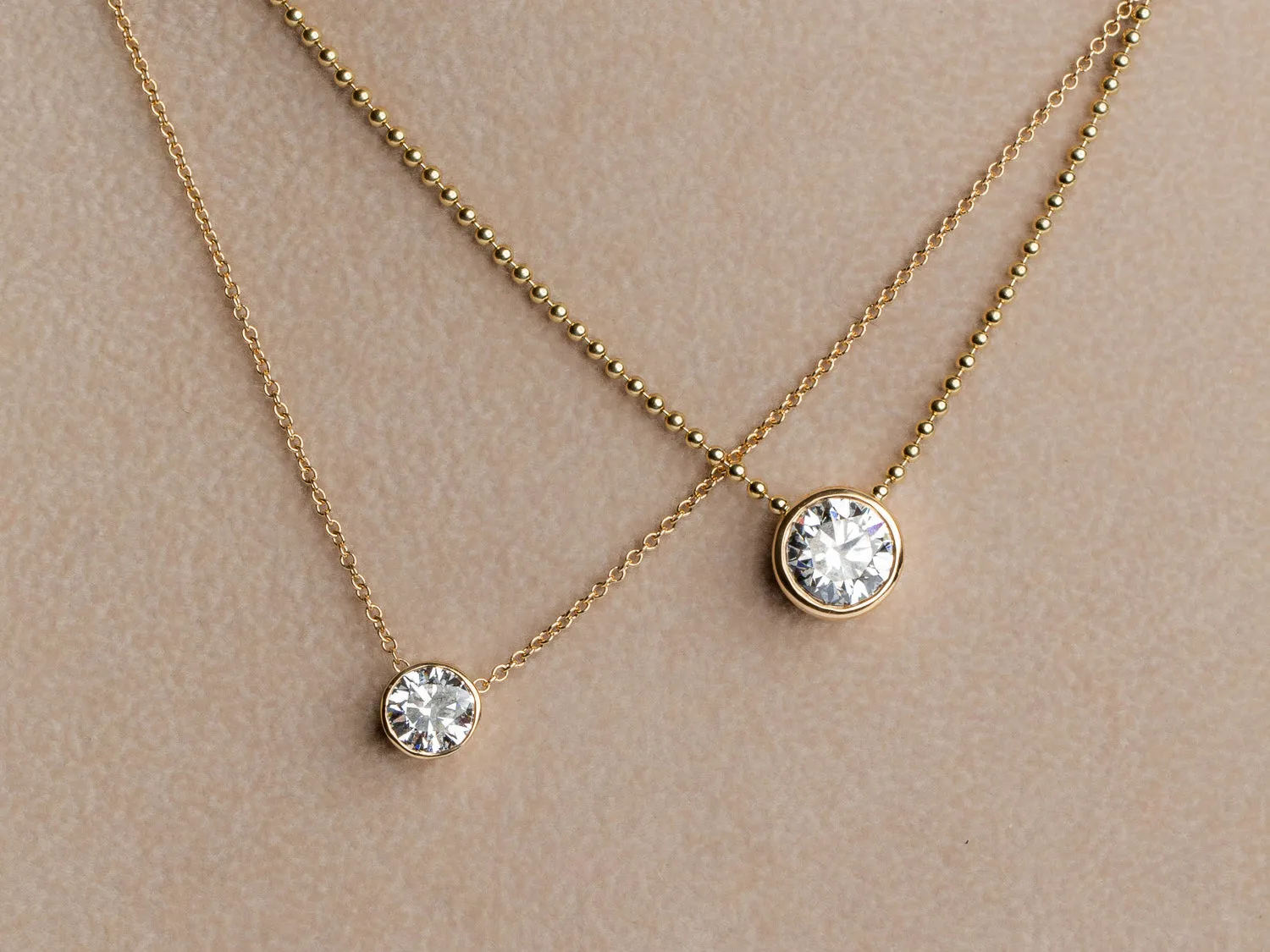 Lab Grown Large Gold Bezel Necklace
