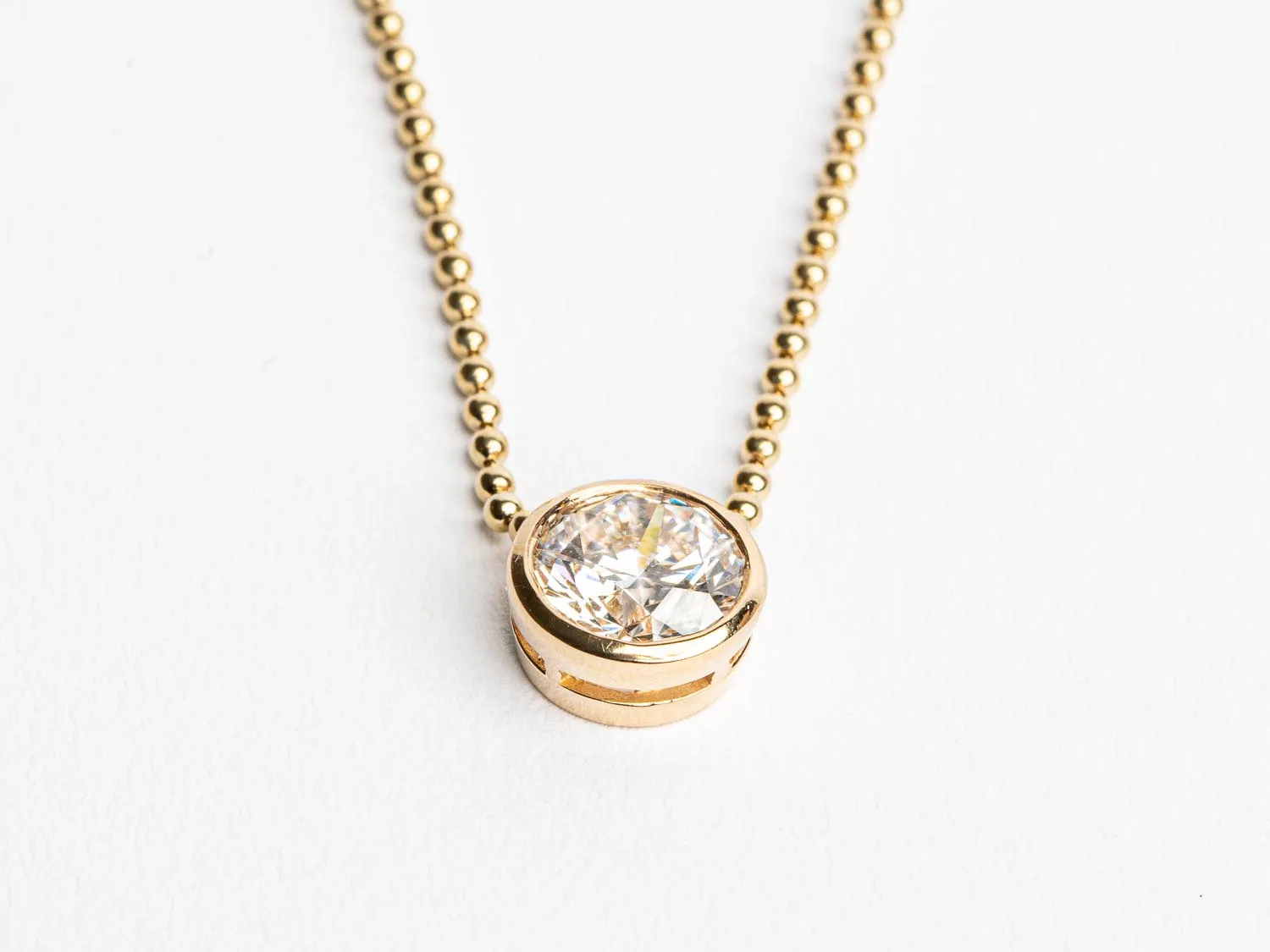 Lab Grown Large Gold Bezel Necklace