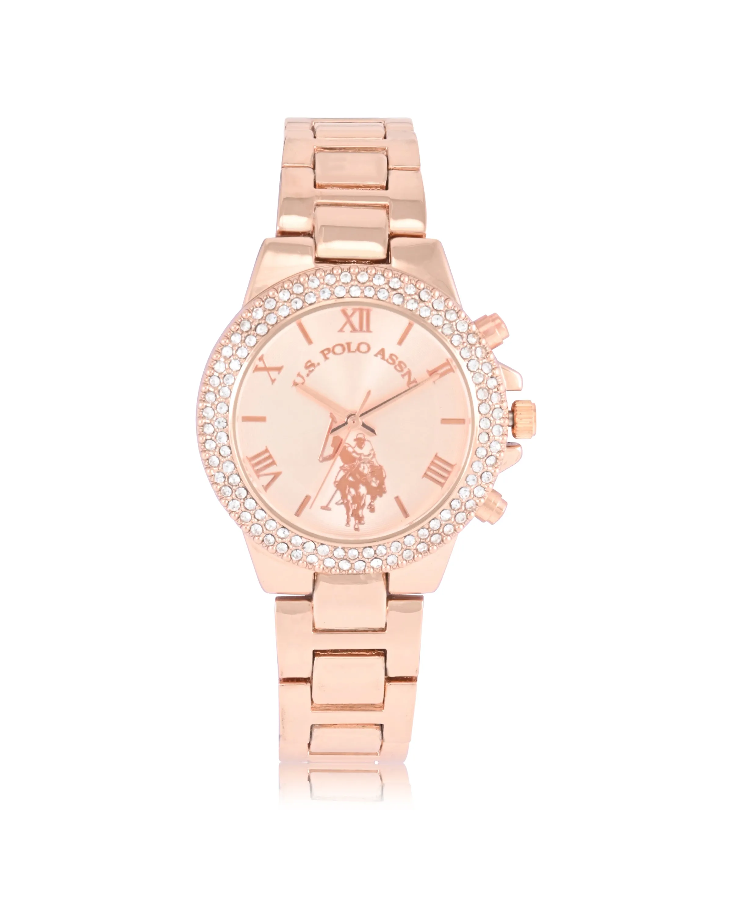 LADIES ROSE GOLD EMBELLISHED ANALOG WATCH