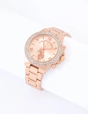 LADIES ROSE GOLD EMBELLISHED ANALOG WATCH