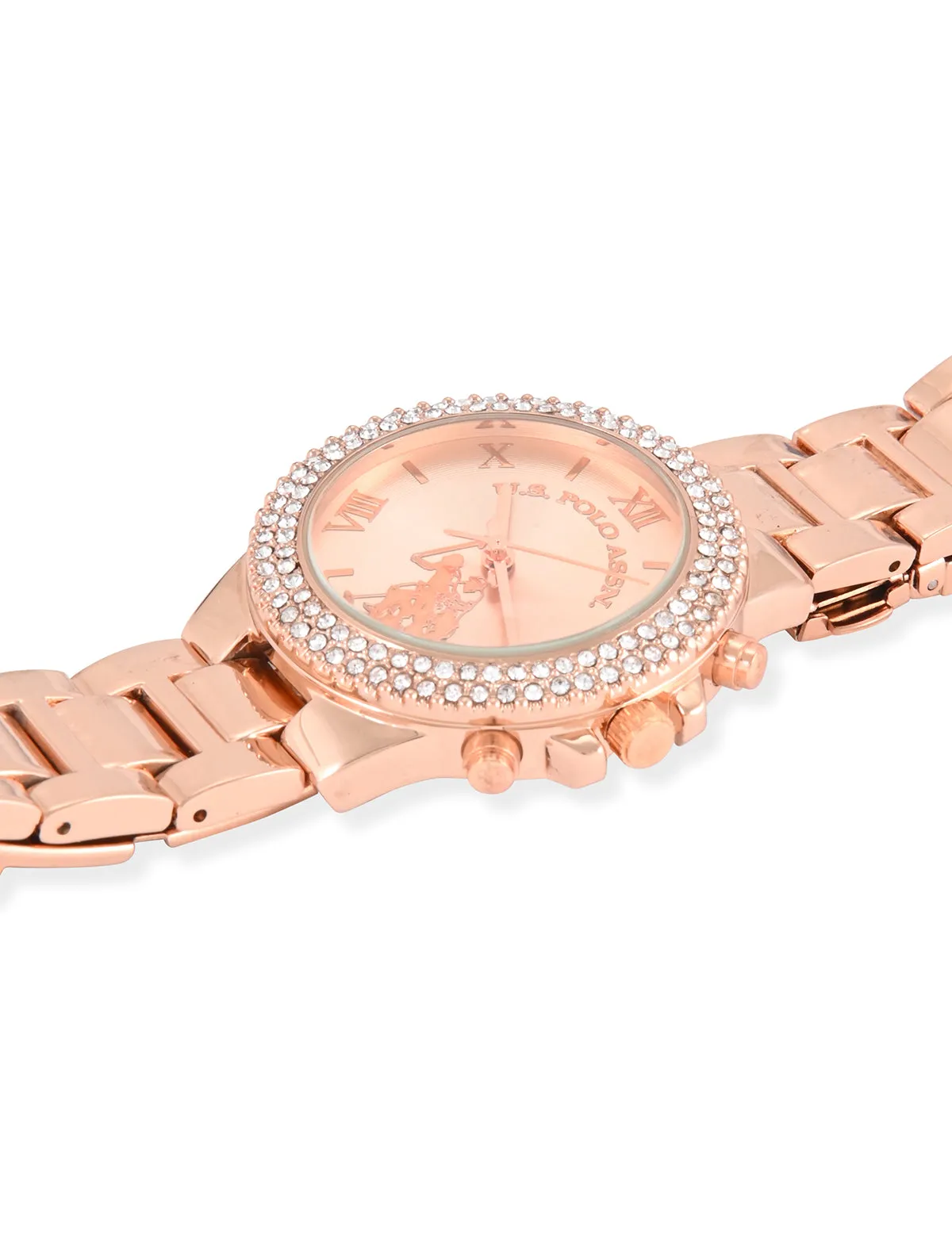 LADIES ROSE GOLD EMBELLISHED ANALOG WATCH