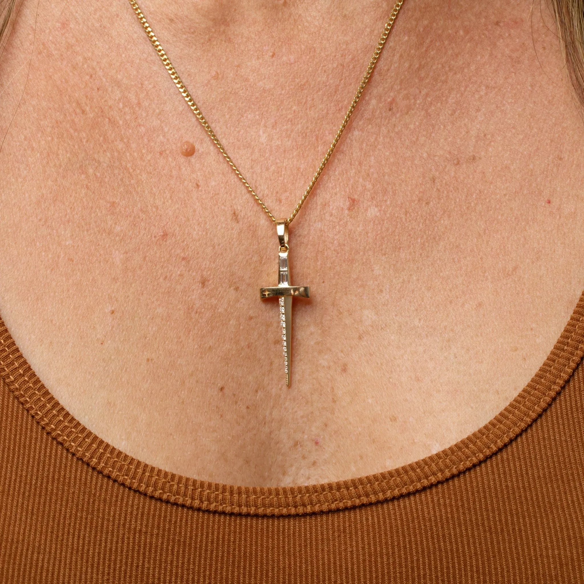 Large Diamond Dagger Pendant