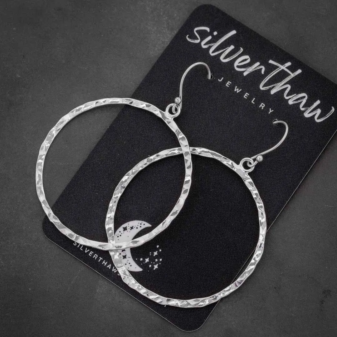Large Hammered Hoop Earrings
