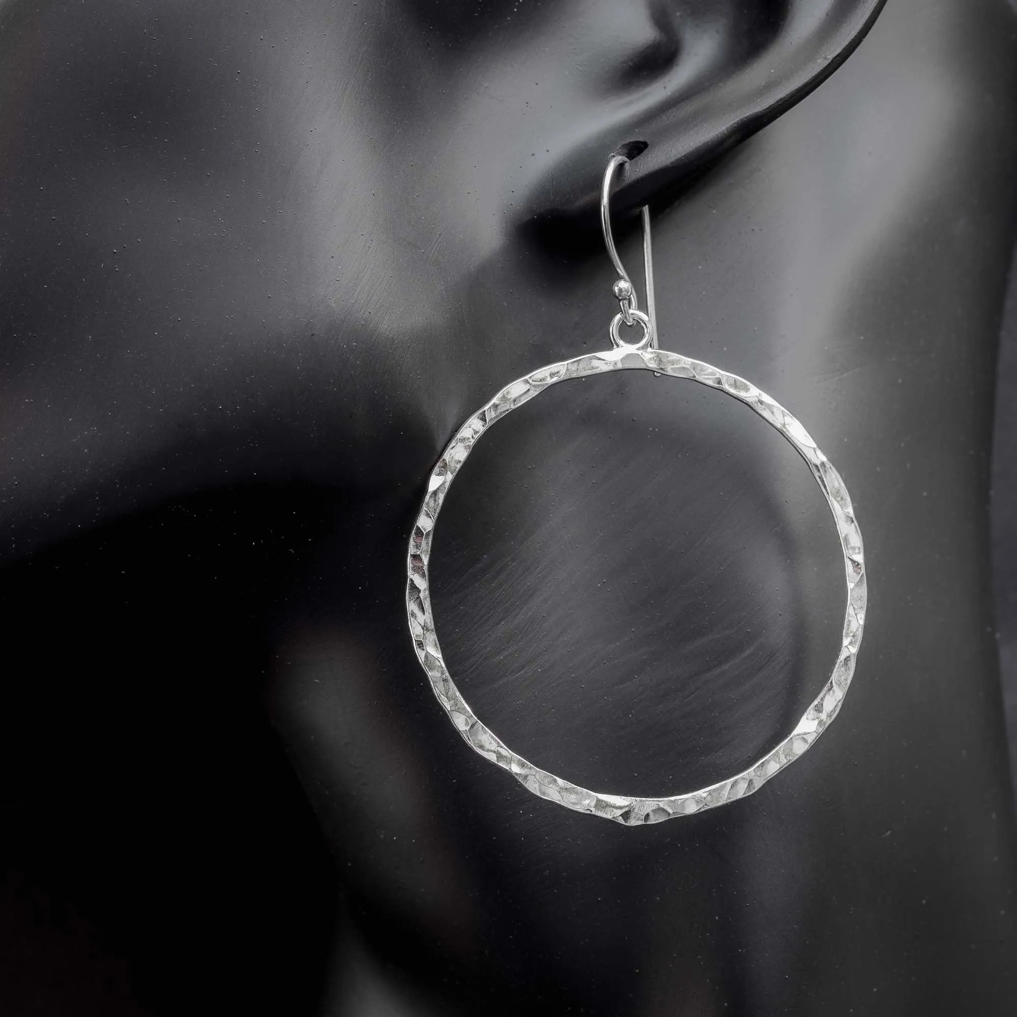 Large Hammered Hoop Earrings
