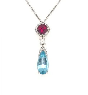 Le Joaillier Collection Rubellite & Aquamarine Pendant