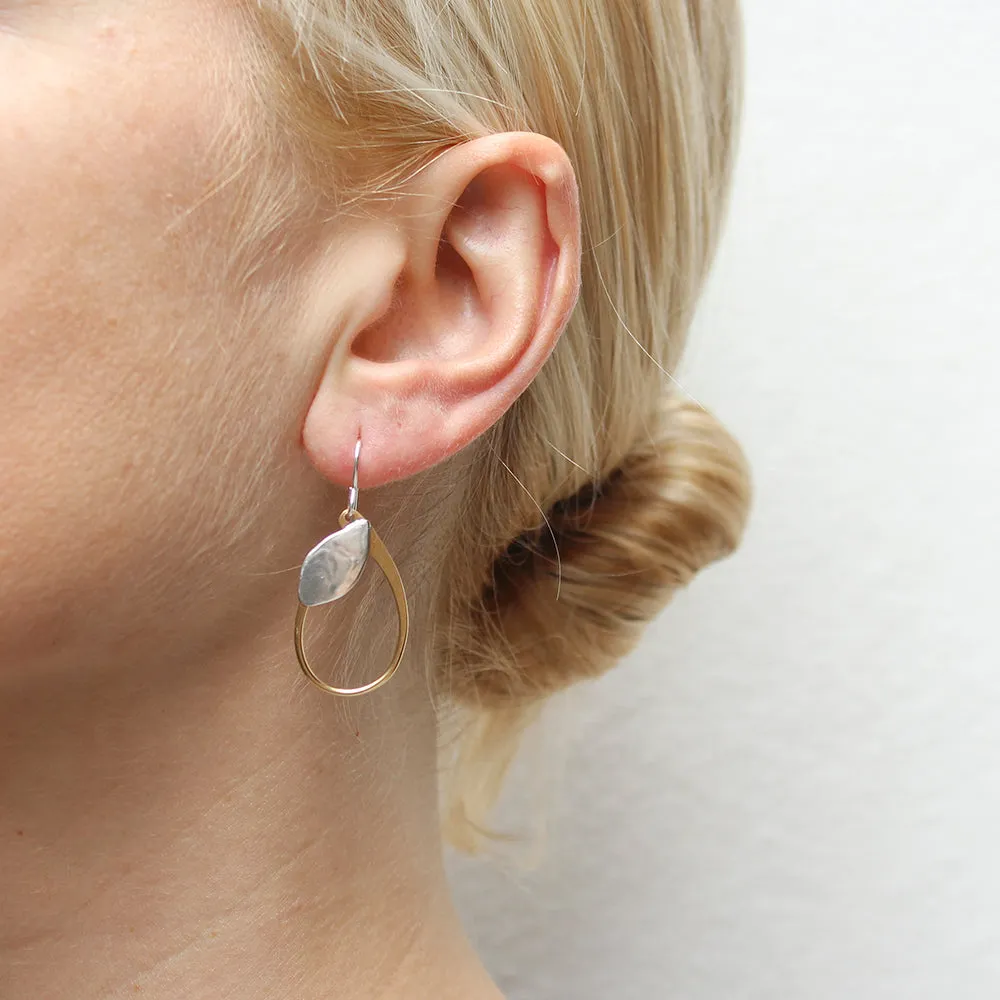 Leaf with Oval Ring Wire Earrings