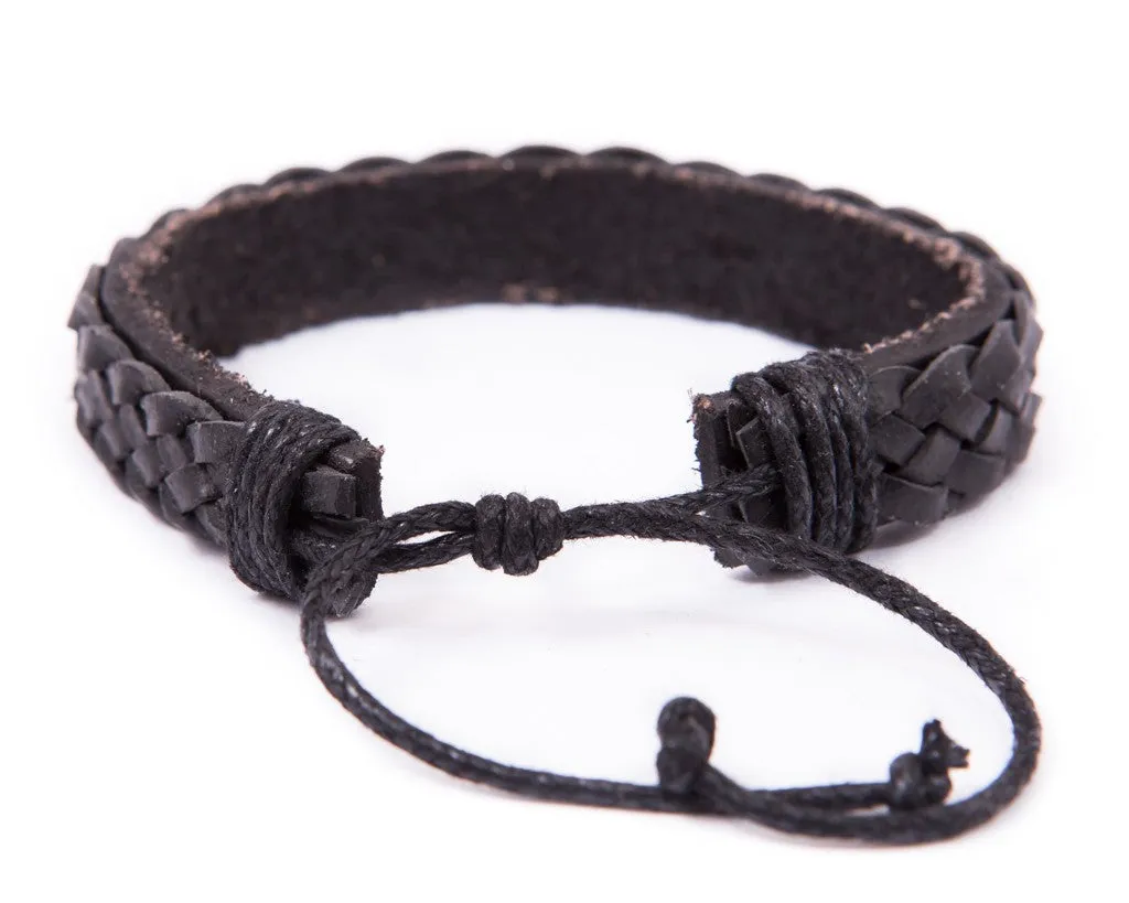 leather bracelet braided cuff