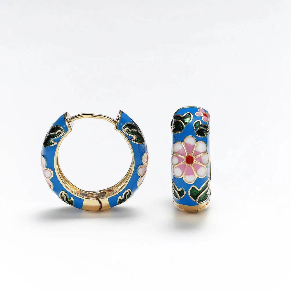 Lila Flower Hoops