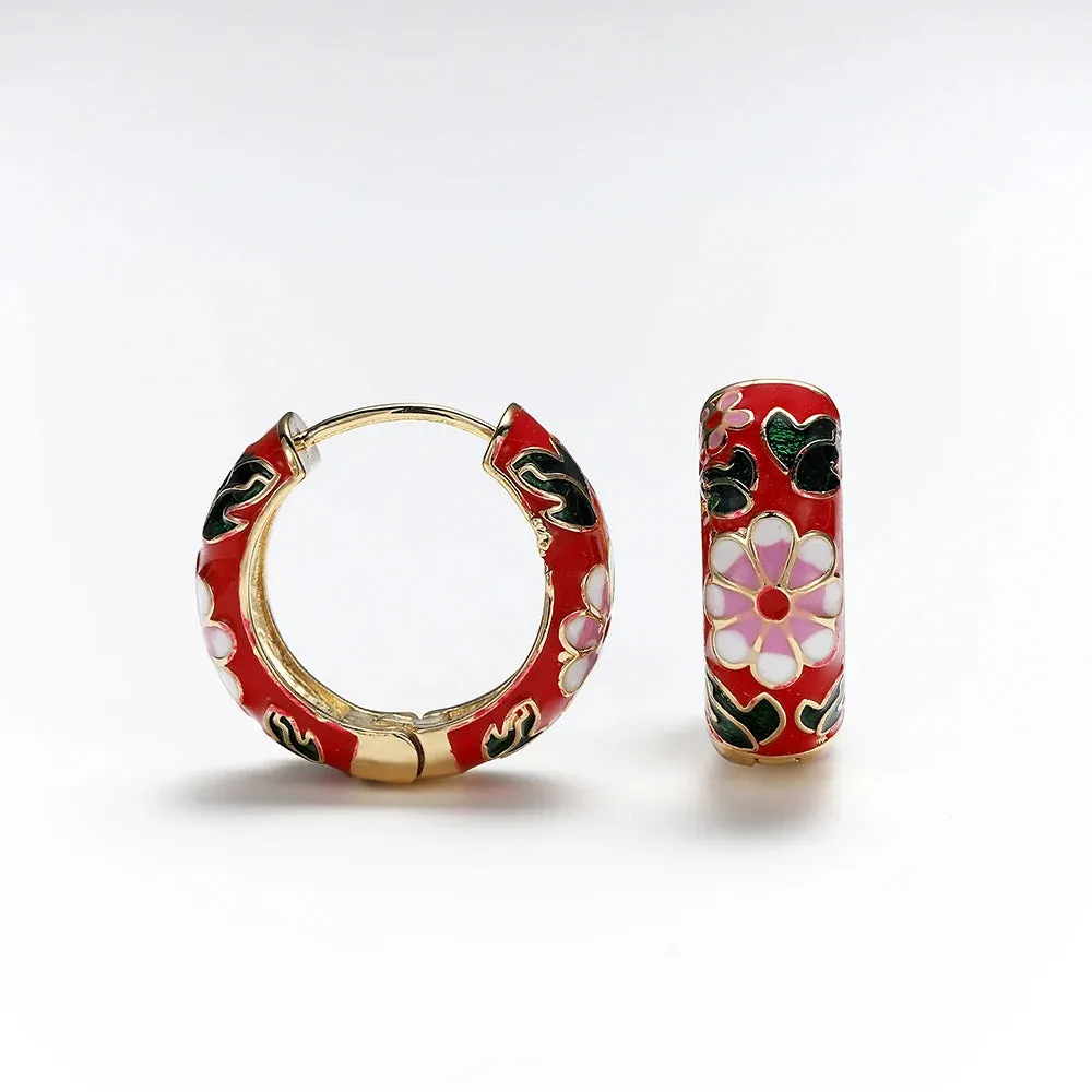 Lila Flower Hoops