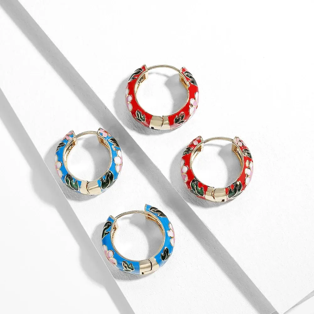 Lila Flower Hoops