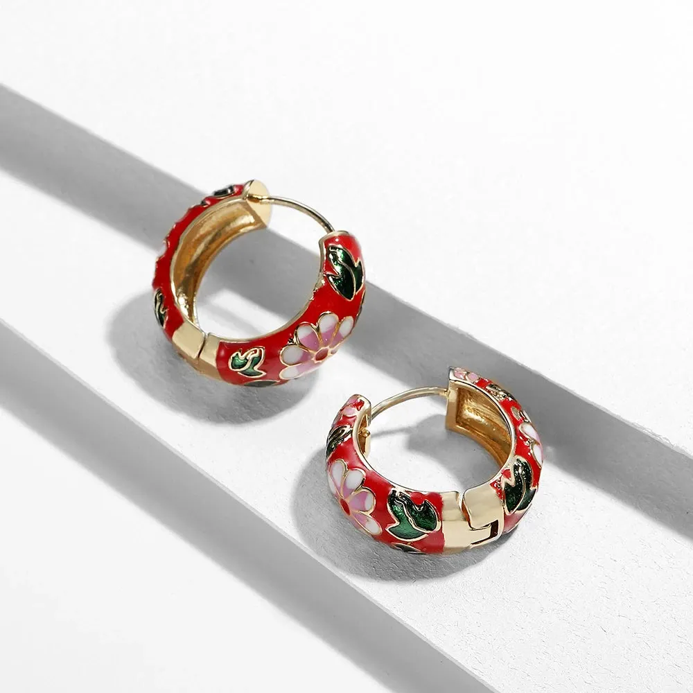 Lila Flower Hoops