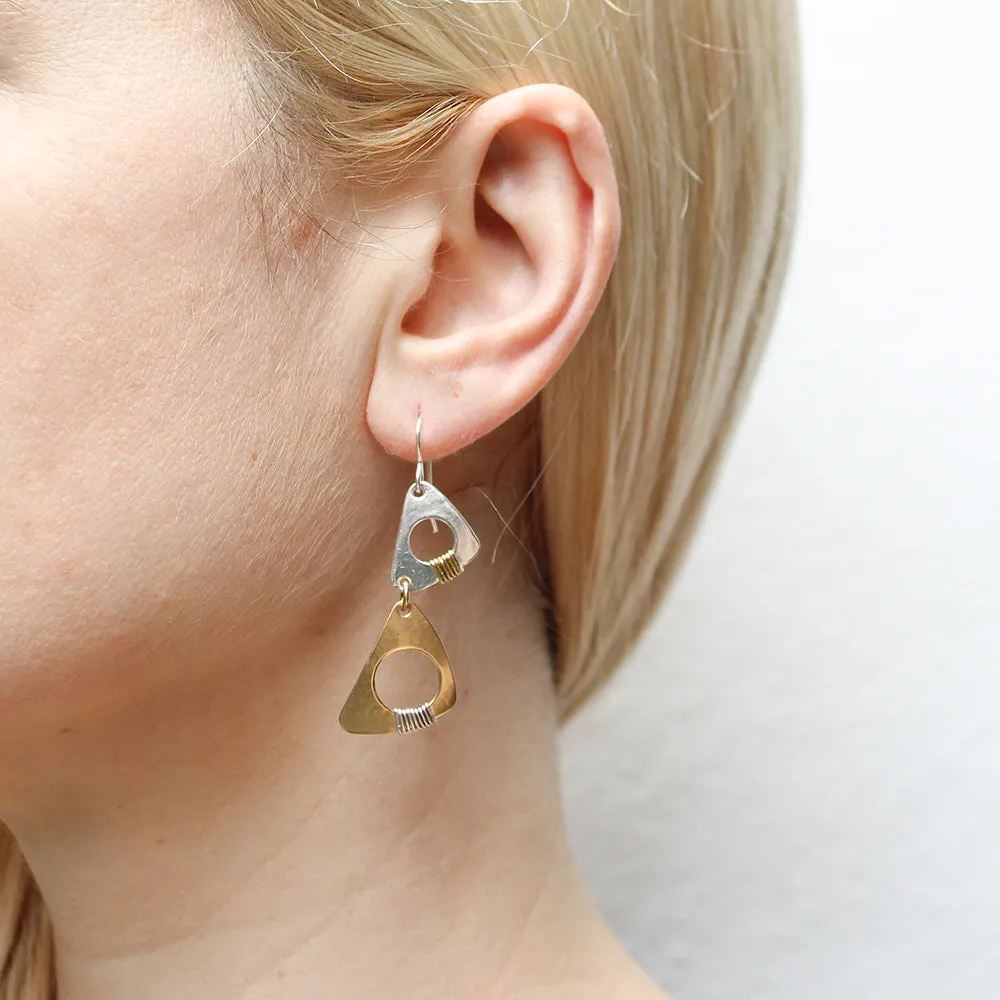 Linked Wire Wrapped Cutout Triangles Wire Earrings