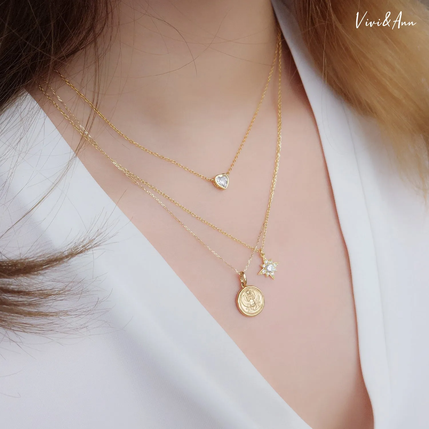 Little Heart Necklace 18K White Gold Over Sterling Silver