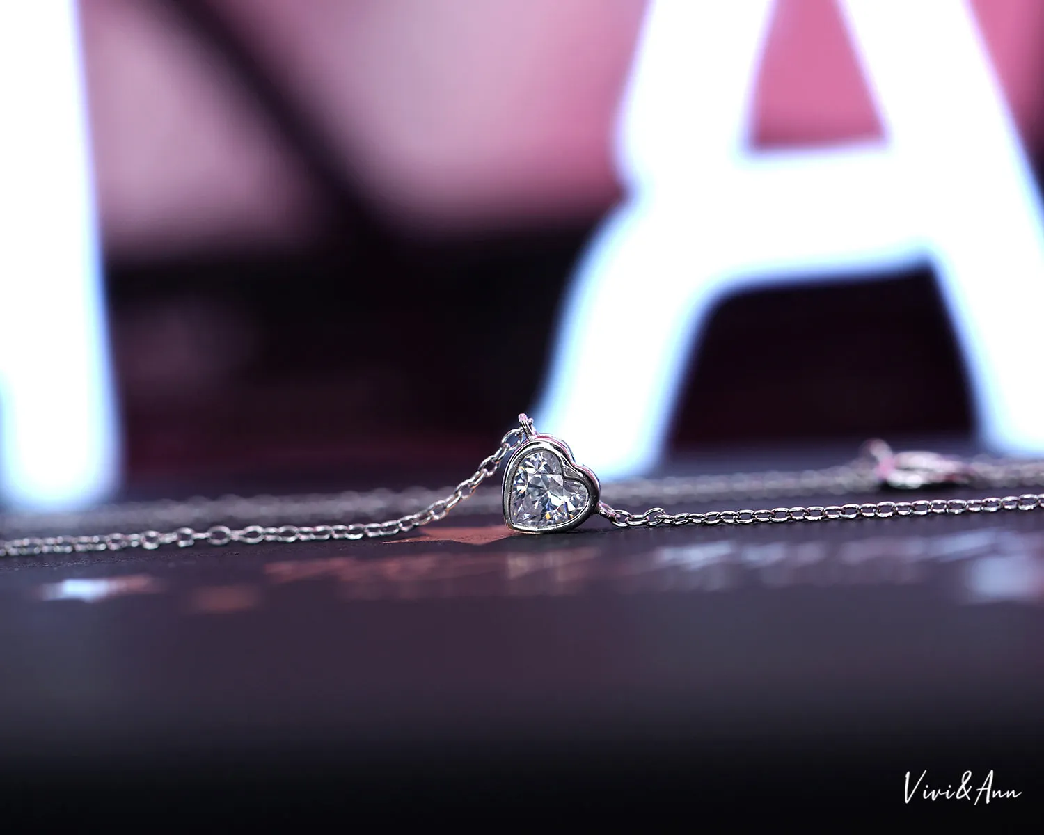 Little Heart Necklace 18K White Gold Over Sterling Silver