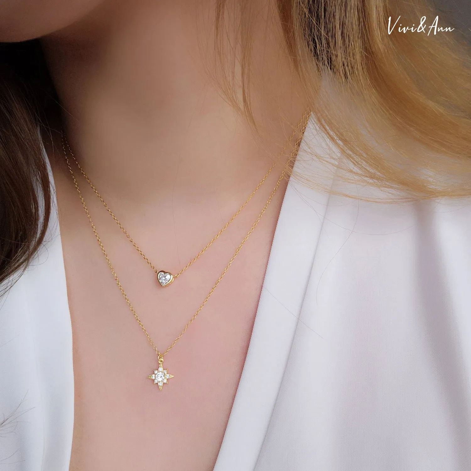 Little Heart Necklace 18K White Gold Over Sterling Silver