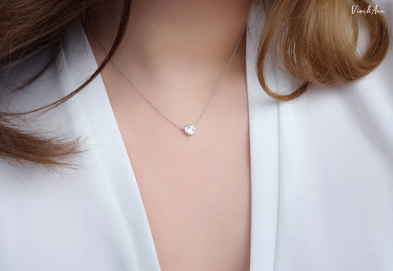 Little Heart Necklace 18K White Gold Over Sterling Silver
