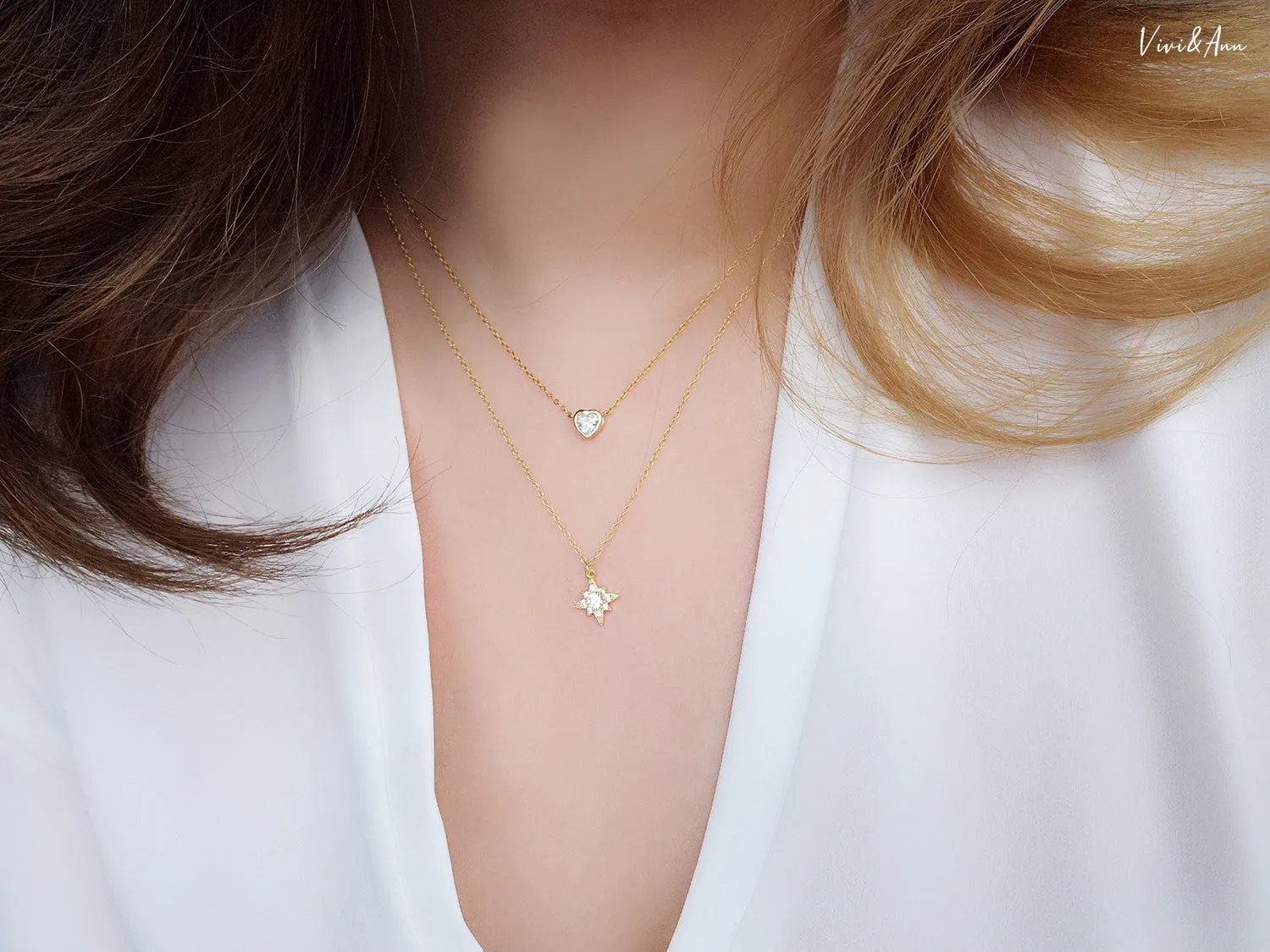 Little Heart Necklace 18K White Gold Over Sterling Silver