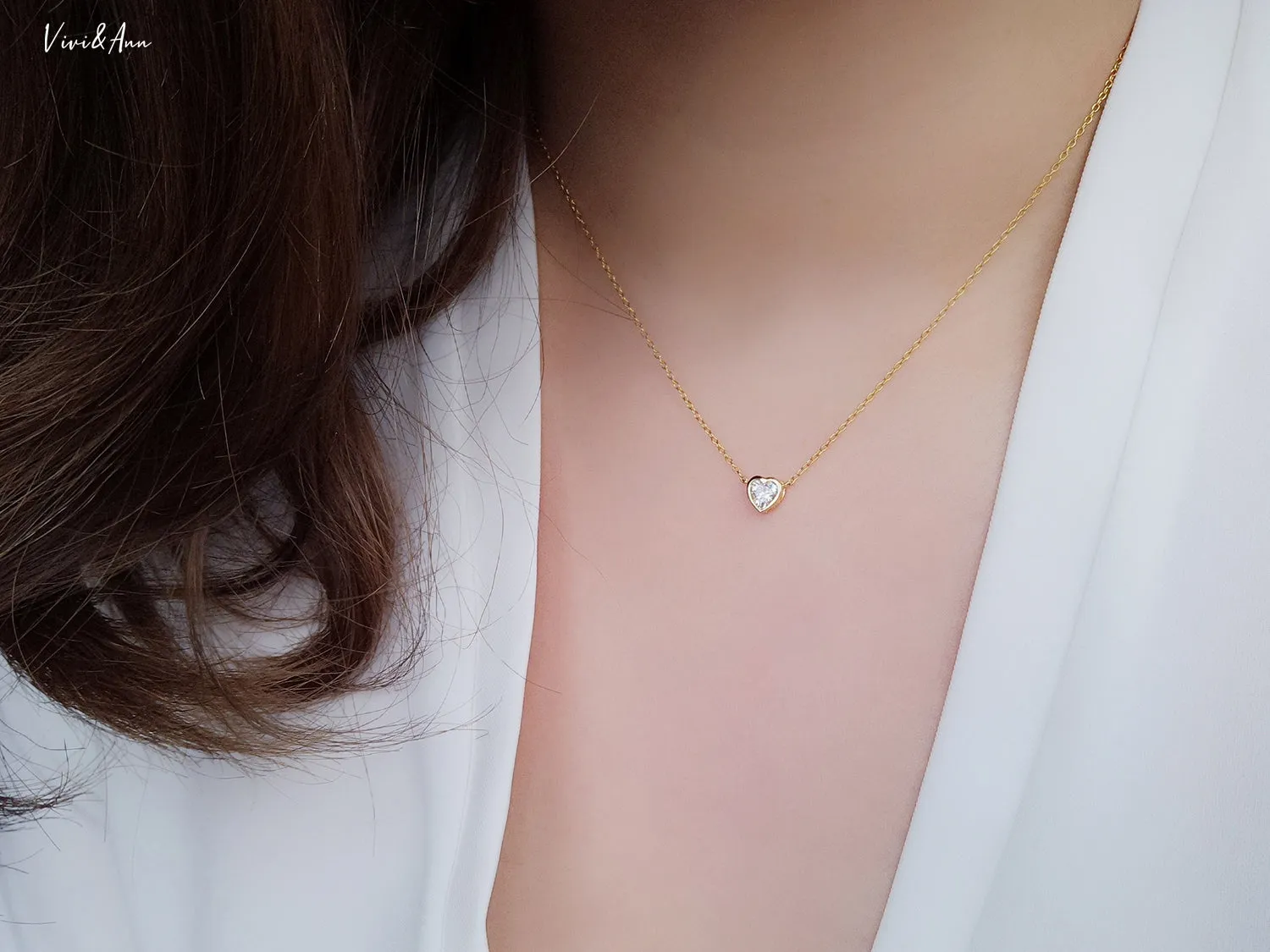Little Heart Necklace 18K White Gold Over Sterling Silver