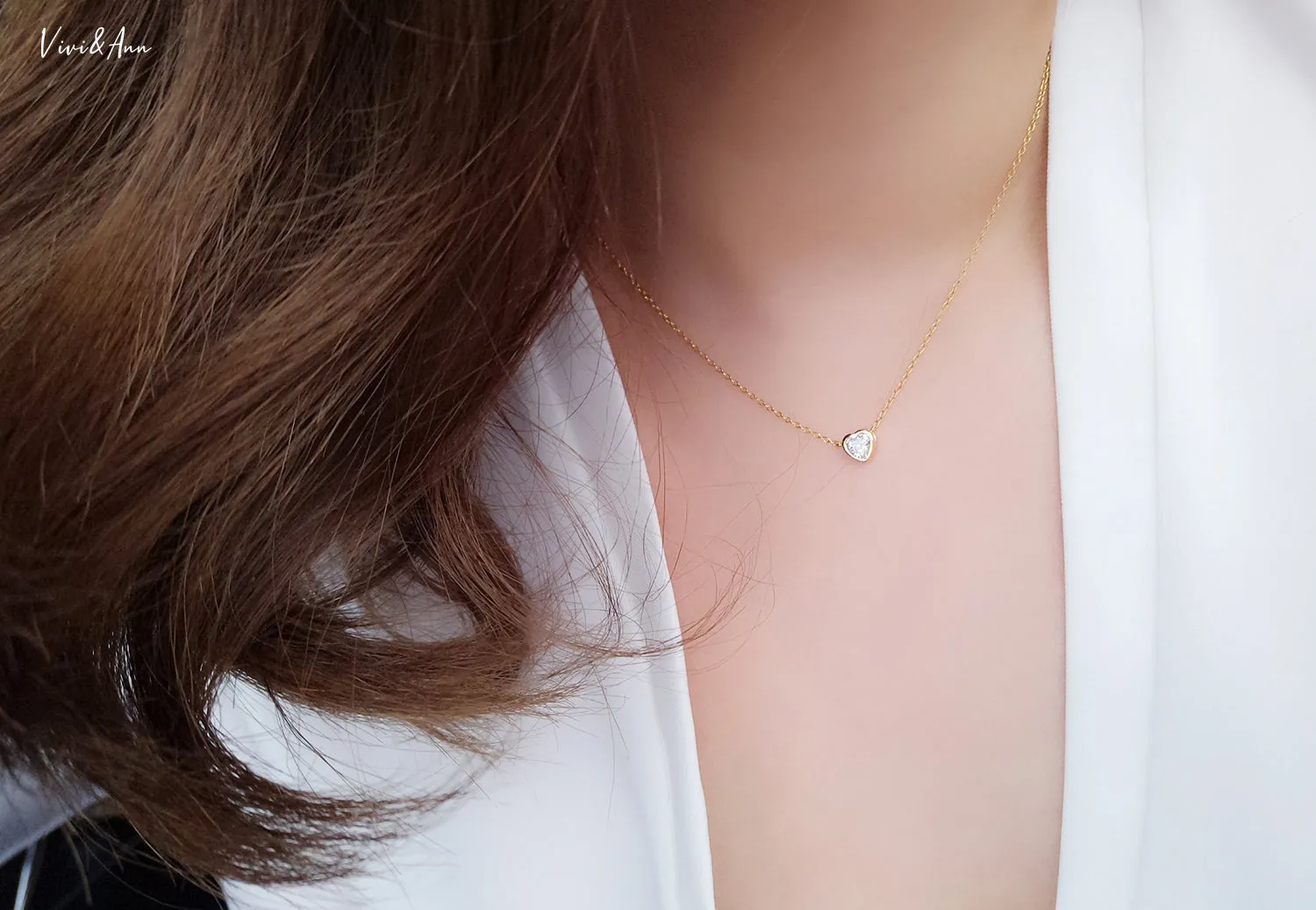 Little Heart Necklace 18K White Gold Over Sterling Silver