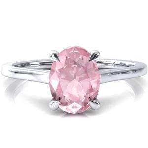 Lizzy Oval Pink Sapphire 4 Claw Prong Cathedral Engagement Ring