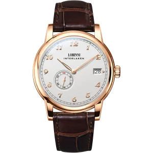 Lobinni Luxury Watch For Men Mens Automatic Watches Ulththin Mechanical Wristwatch 50m Waterproof Sapphire Mirror Leather Strap