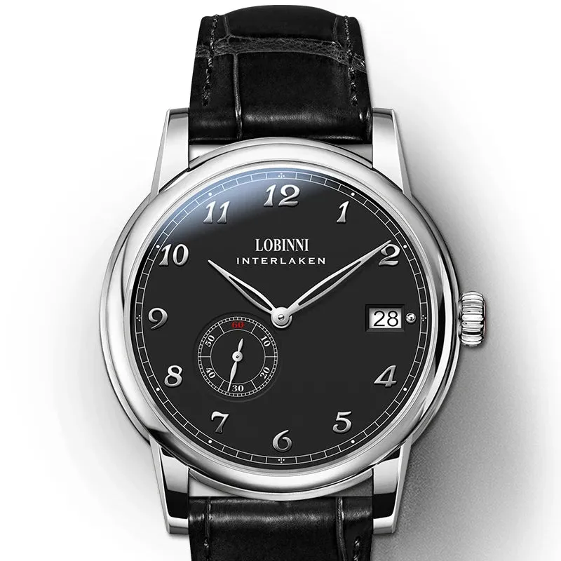Lobinni Luxury Watch For Men Mens Automatic Watches Ulththin Mechanical Wristwatch 50m Waterproof Sapphire Mirror Leather Strap