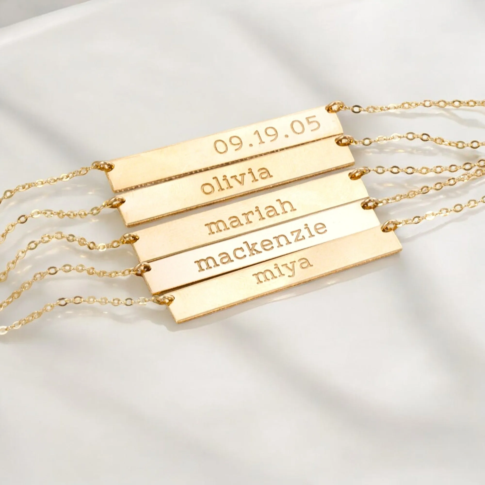 Long Personalized Nameplate Necklace, 1.5" bar