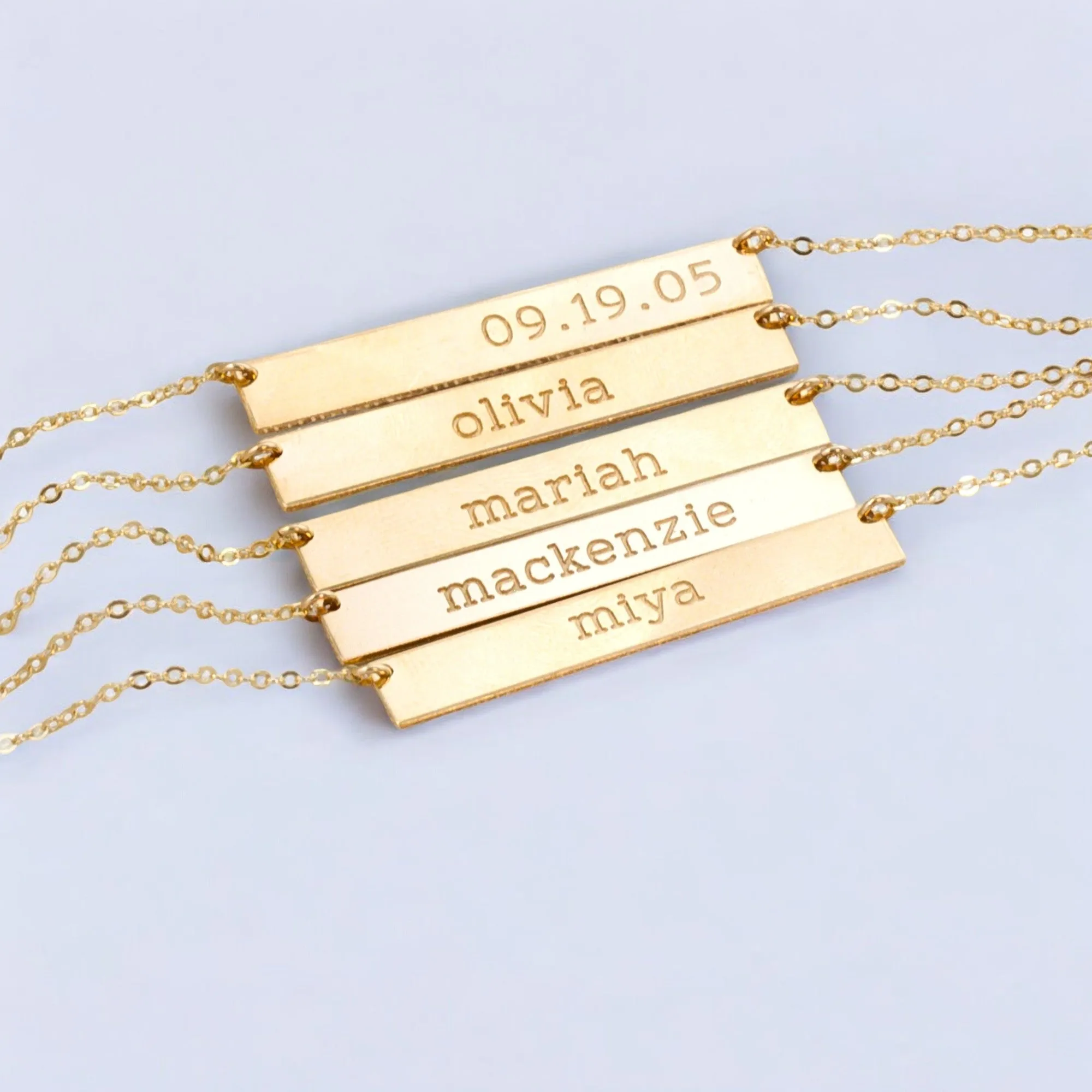 Long Personalized Nameplate Necklace, 1.5" bar