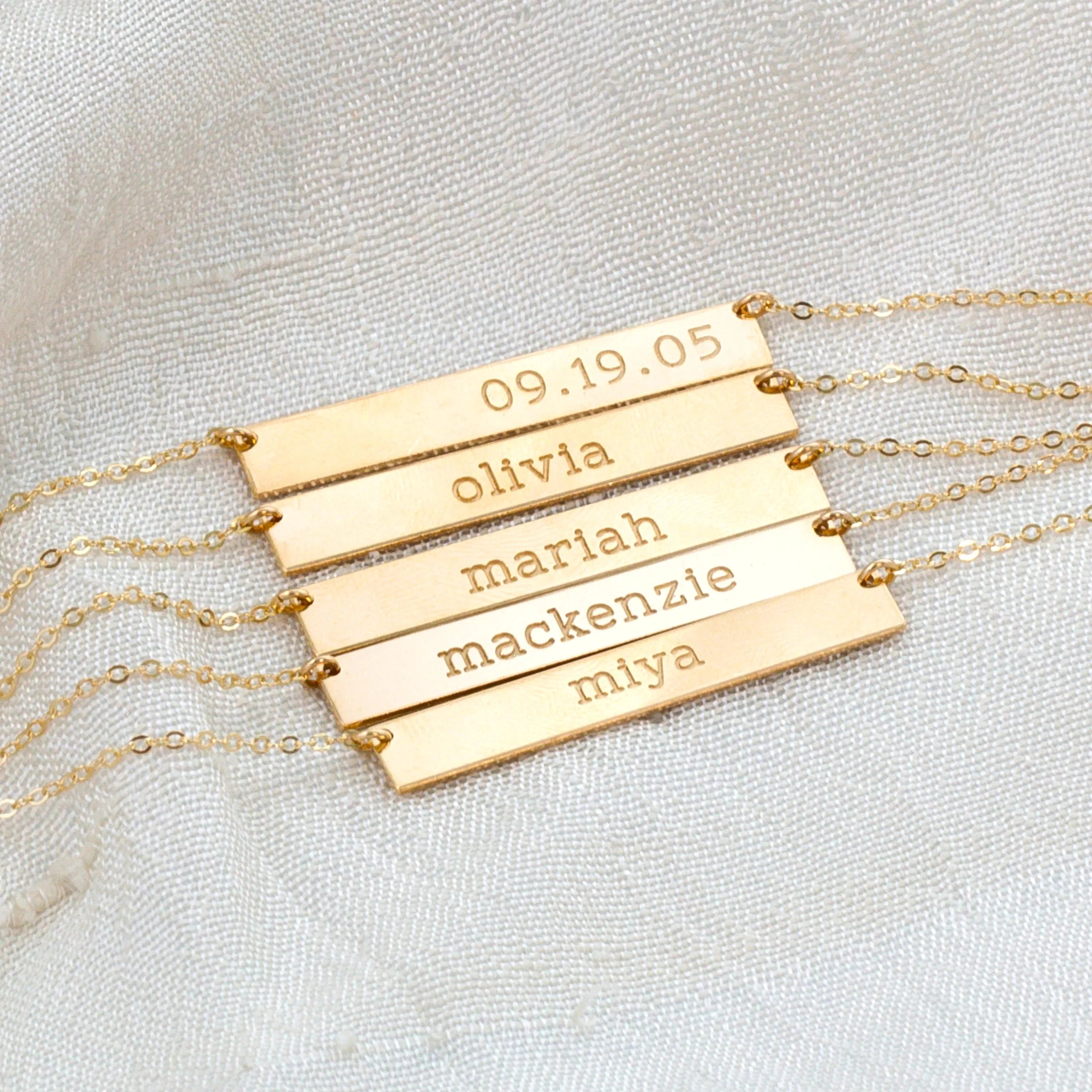 Long Personalized Nameplate Necklace, 1.5" bar