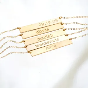 Long Personalized Nameplate Necklace, 1.5" bar