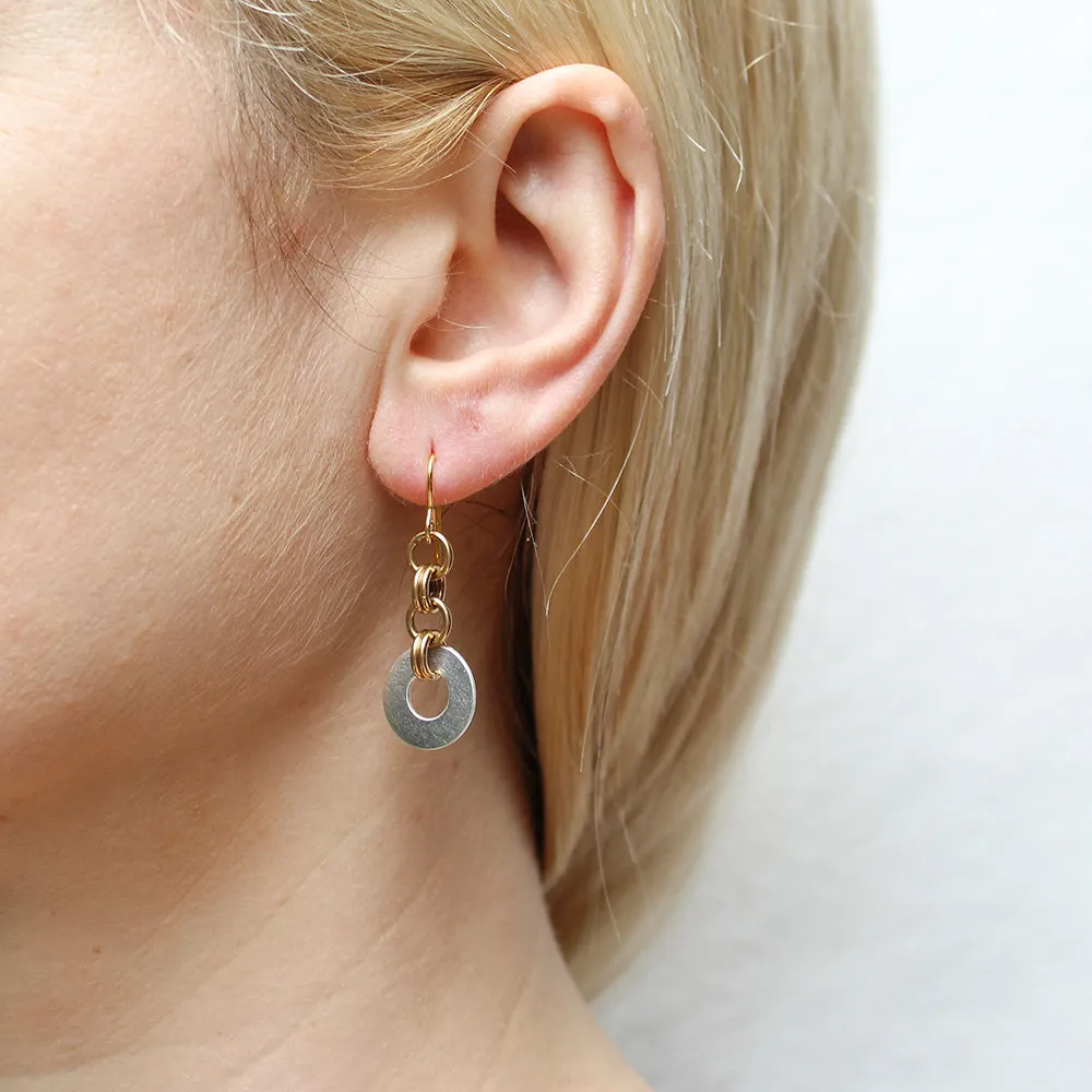 Long Small Double Linked Rings Wire Earrings