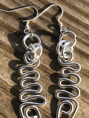 Long Zig Zag Abstract Triangle Earrings With Sterling Silver Ear Wire