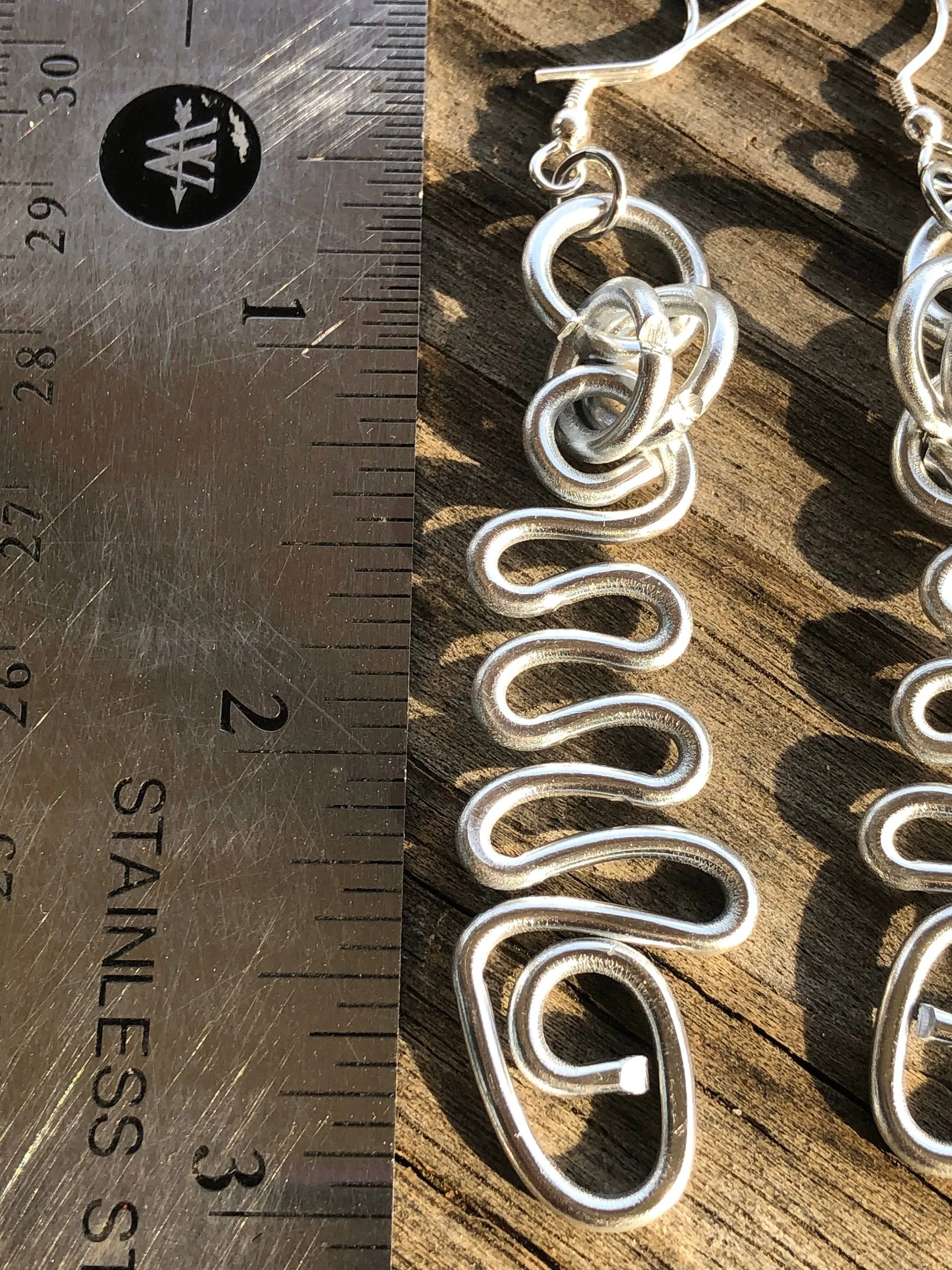 Long Zig Zag Abstract Triangle Earrings With Sterling Silver Ear Wire
