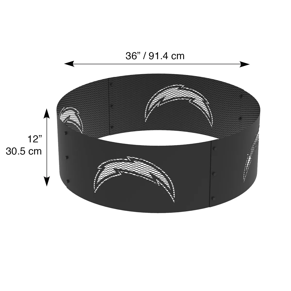 Los Angeles Chargers 36 in. Round x 12 in. High Decorative Steel Fire Ring