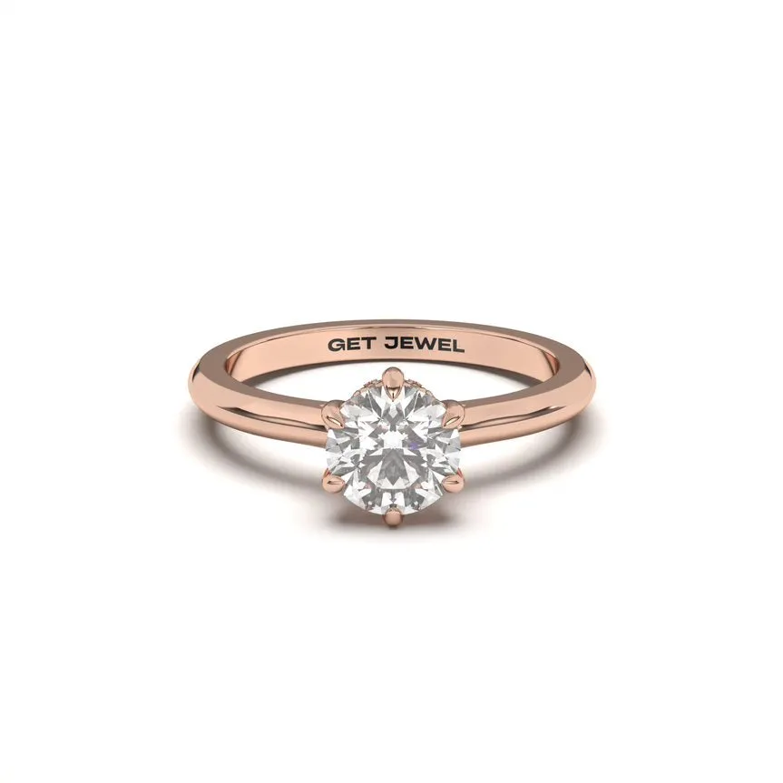 LUMINARIA - Round 6 Prongs Setting Smooth Sleeves Band