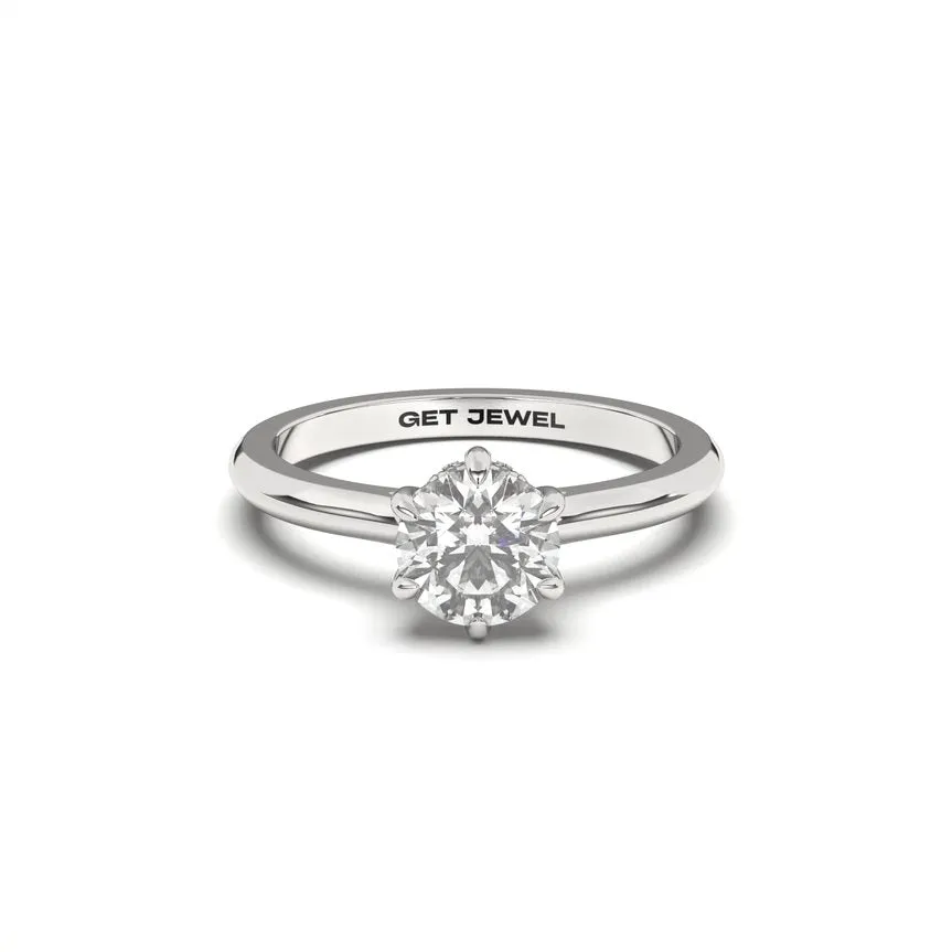 LUMINARIA - Round 6 Prongs Setting Smooth Sleeves Band