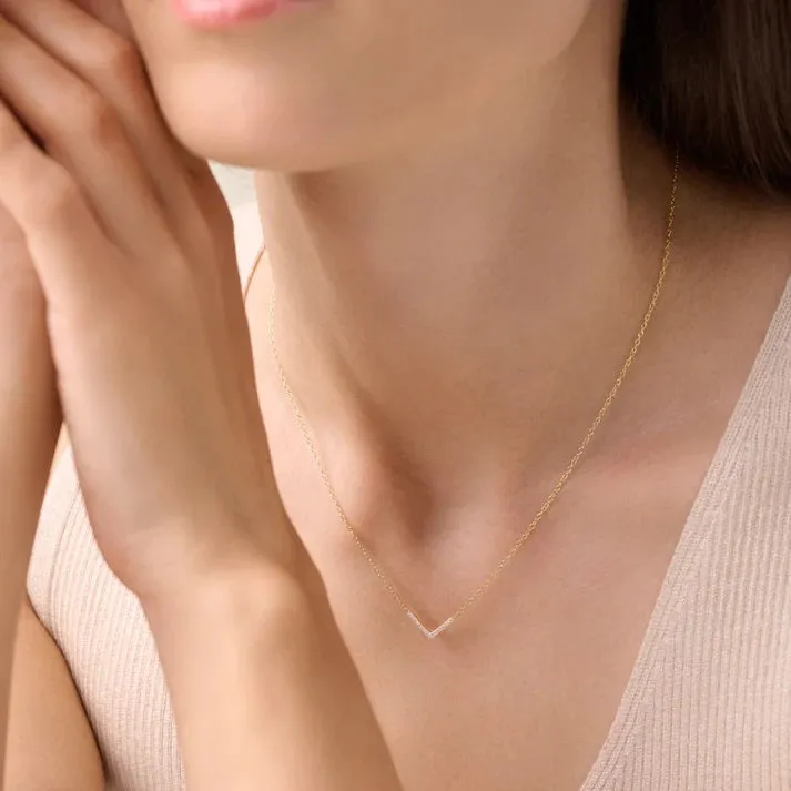 M by Monte Luna LG Diamond Chevron Necklace in 18K Yellow Gold/Rhodium Plated Sterling Silver Yellow