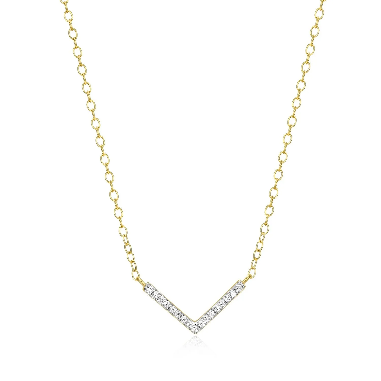 M by Monte Luna LG Diamond Chevron Necklace in 18K Yellow Gold/Rhodium Plated Sterling Silver Yellow