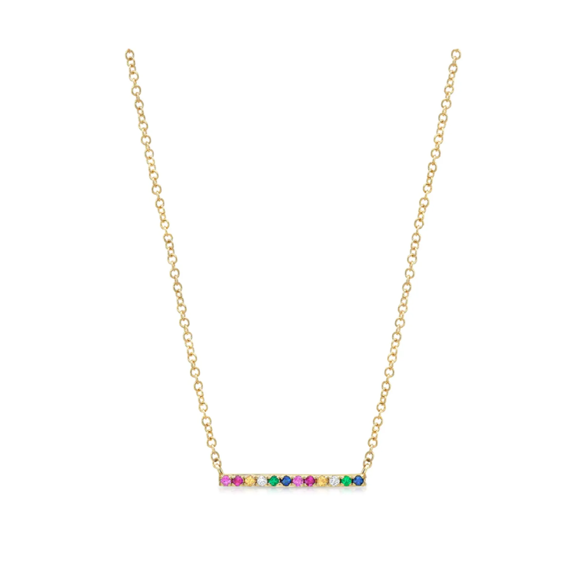 Mackenzie Rainbow Sapphire and Diamond Bar Necklace